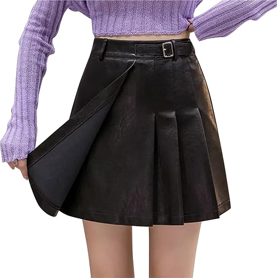 Amazon Co Jp レザースカート レディース プリーツレザーミニスカート女性の鉛筆スカート服秋の春 デイリーウェア オフィス カクテル パーティー デート イブニングに 色 Black Size Xxxx Large ファッション