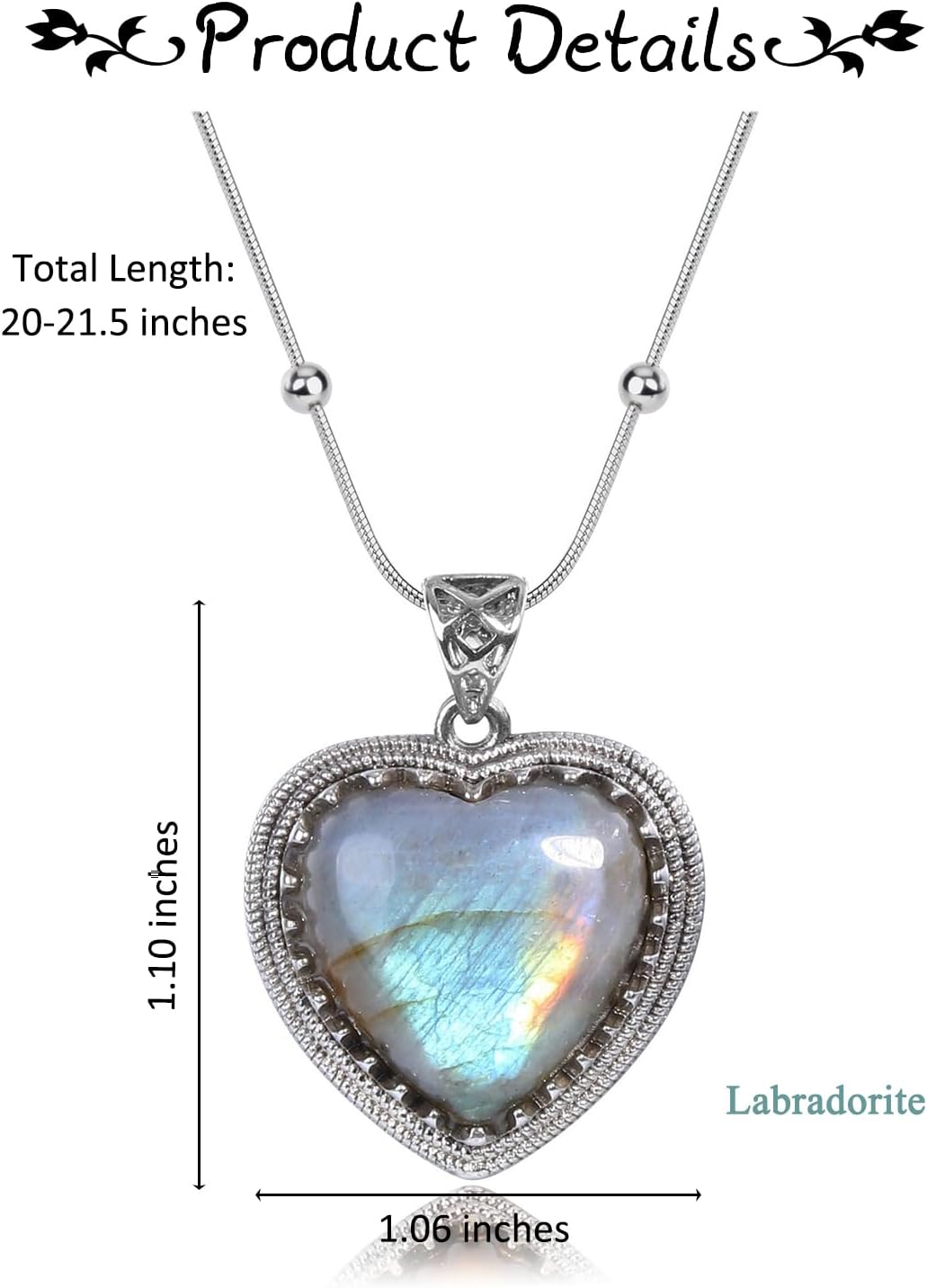 PESOENTH Healing Crystal Heart Pendant Necklaces for Women,Natural Gemstone Puff Heart Crystal Healing Stone Necklace Jewelry Gifts for Women Ladies Mom Her Birthday Annivsersary Valentines - Image 5