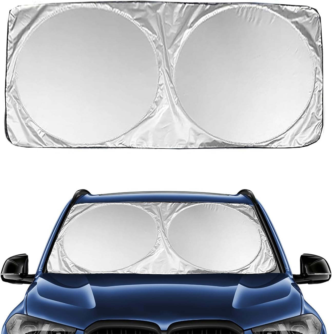 HSR Car Windshield Sun Shade Cover for Front Window with UV Protection, Foldable and Retractable Sun Visor Keeps Car Cool, Universal Fit (Size : 58 x 27 Inch)-picture-35