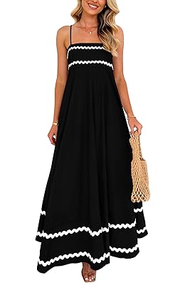 PRETTYGARDEN Women's 2026 Summer Flowy Maxi Dress Casual Sleeveless Spaghetti Strap Ruffle Beach Long Dresses