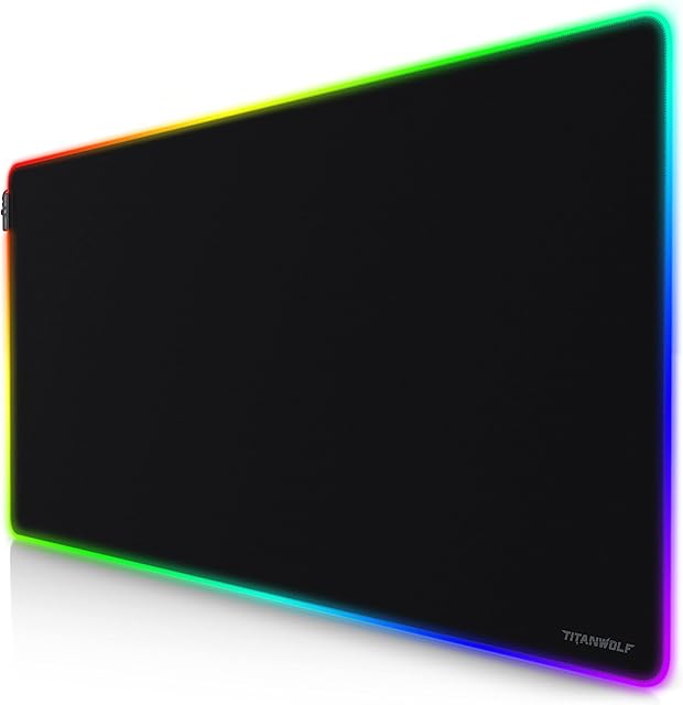 Titanwolf - XXXL RGB Gaming Mouse Mat - 1200 x 600 mm - Mouse Pad - LED multi color - 7 LED colors plus 4 effect modes - for precision and speed - rubberized underside - washable