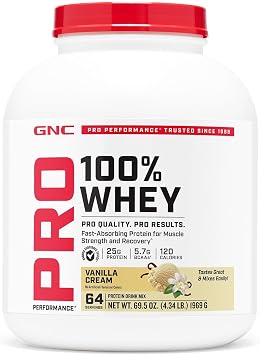 GNC Pro Performance 100% Whey 2.0 - Vanilla Cream 64 Servings