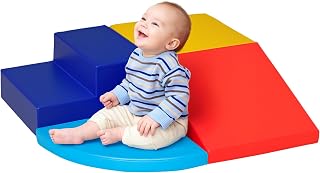 HOMCOM 4 XL Building Blocks - Motor Skills Modules - Educational Toys - Children's Motor Skills - EPE Polyurethane Foam - Blue, Yellow, Red