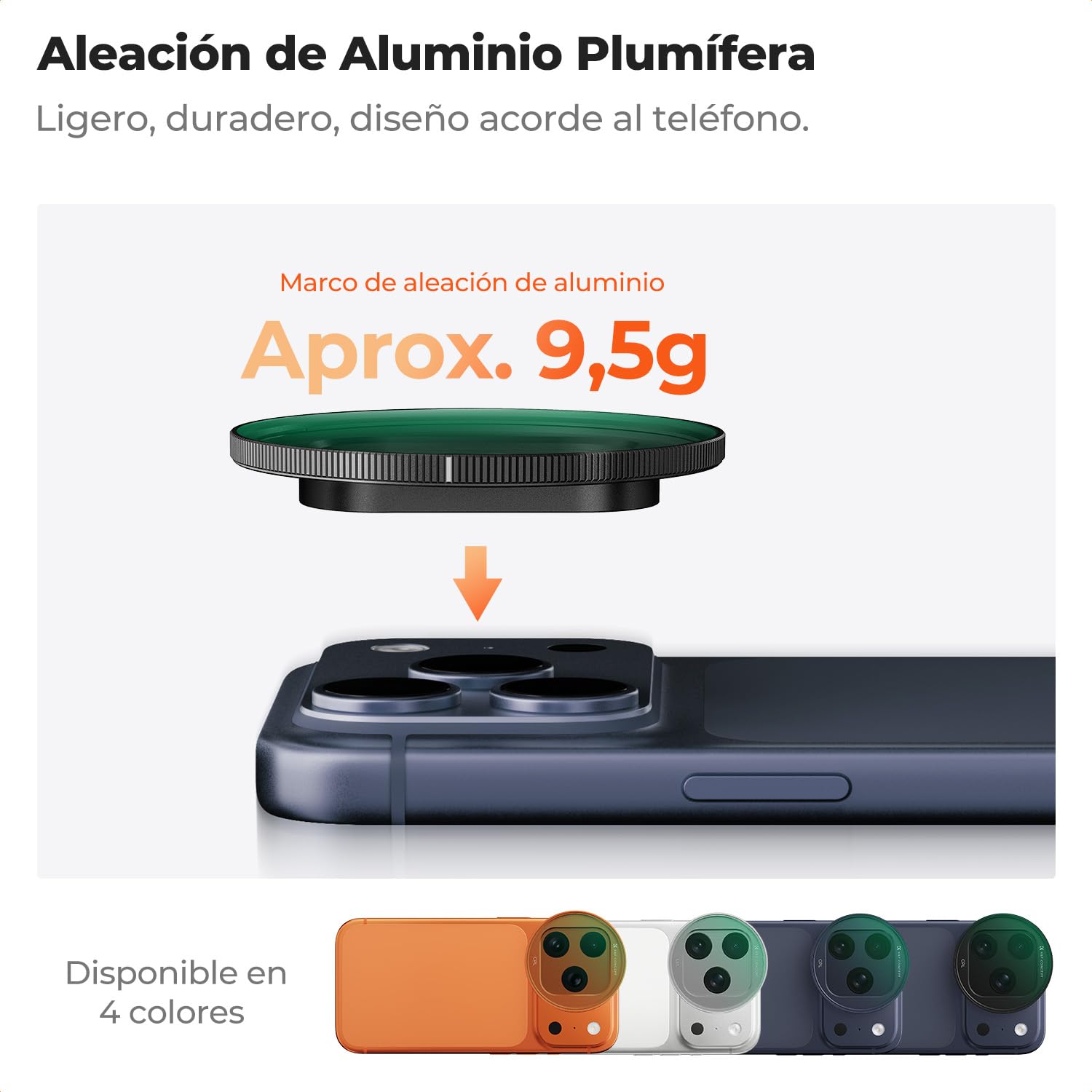 K&F CONCEPT FA301 Snap-On Filtro CPL para iPhone 17 Pro Max/17 Pro, Ultraligero 9,5g Filtro Polarizante CPL con Snap-on Deco Montaje, Vidrio AGC con Recubrimiento de 28 Capas Antirreflejo, Negro