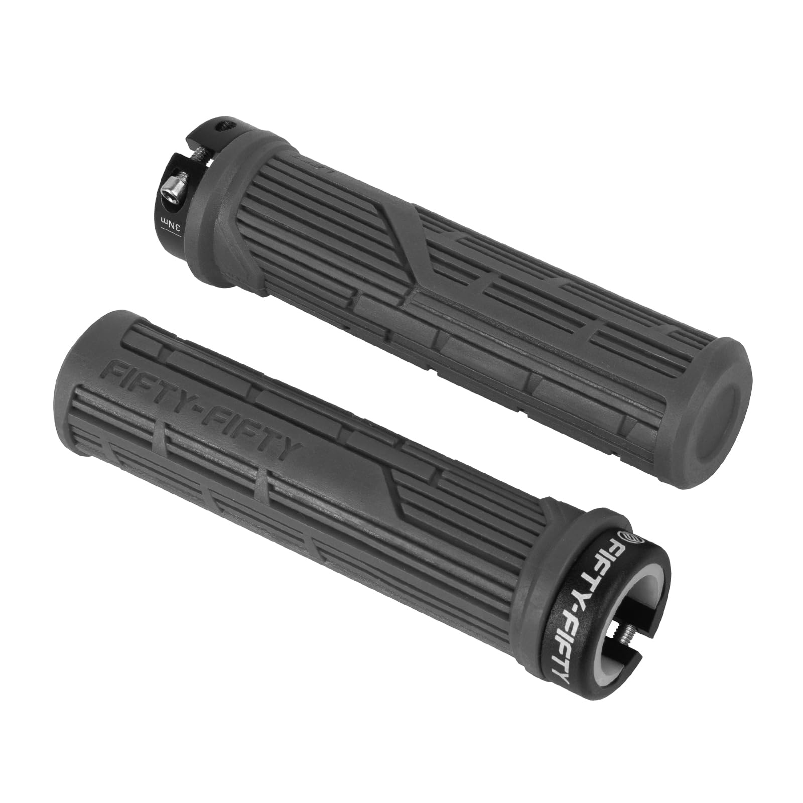 FIFTY-FIFTY Mountain Bike Grips, Single Lock-on MTB Handlerbar Grips, Soft and Comfortable, Non-Slip Locking Bicycle Handle for All Mountain, Enduro,