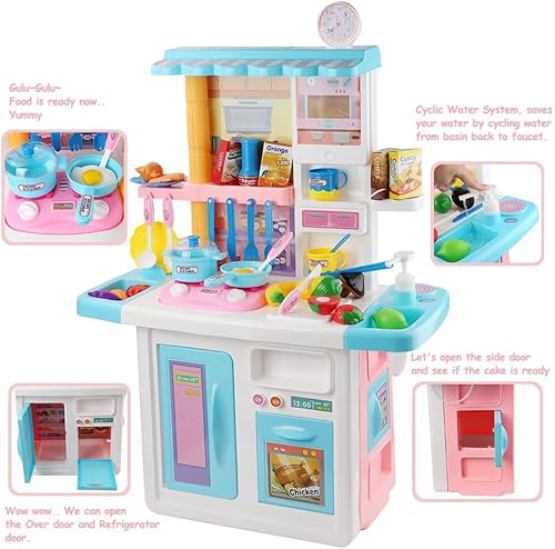 Miniatura 2 de Juego de cocina para niños, juego de cocina con sonidos de luces realistas, comida, fregadero, utensilios, horno, juguete de cocina, regalo para