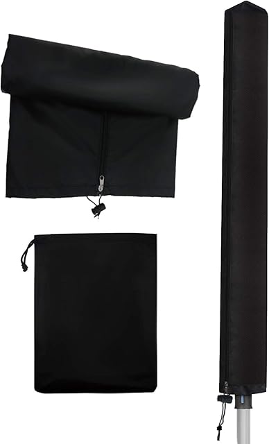 Rotary Airer Washing Lines Cover, Black Protective Cover 180cm Waterproof with Zip and Drawstring for Garden Rotary Clothes Dryer, Oxford Fabric Waterproof, Windproof Universal