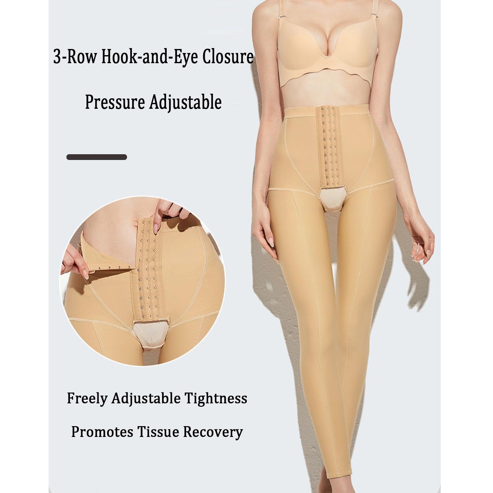 Leggings de Compresión Lipo para Después de la Cirugía para Mujeres Faja Moldeadora con Cintura Ajustable Pantalones Moldeadores con Abertura en la Entrepierna y Elevador de Glúteos