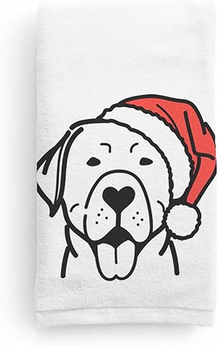Miniatura 14 de Inkopious Toalla de mano decorativa con sombrero de Papá Noel, diseño de bulldog francés, decoración navideña para el hogar