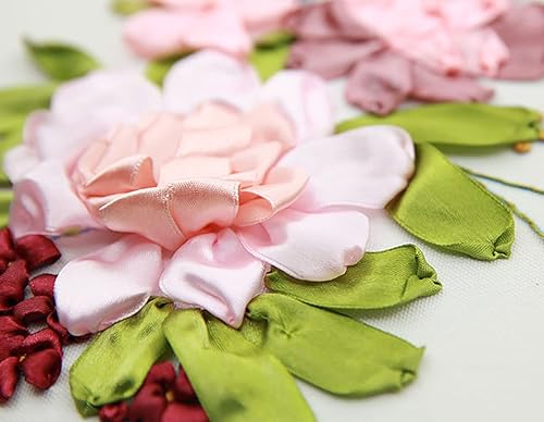 Miniatura 4 de Gogobear Kit de bordado de flores de cinta de seda para manualidades, costura hecha a mano, decoración de pared 3D, imágenes colgantes con vendaje