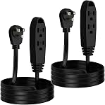 K KASONIC - 12-Feet 3 Outlet Extension Cord, 2 Pack, Triple Wire Grounded Multi Outlet, UL Listed 16/3 SPT-3, 13 Amp,125V, 1625 Watts, Black
