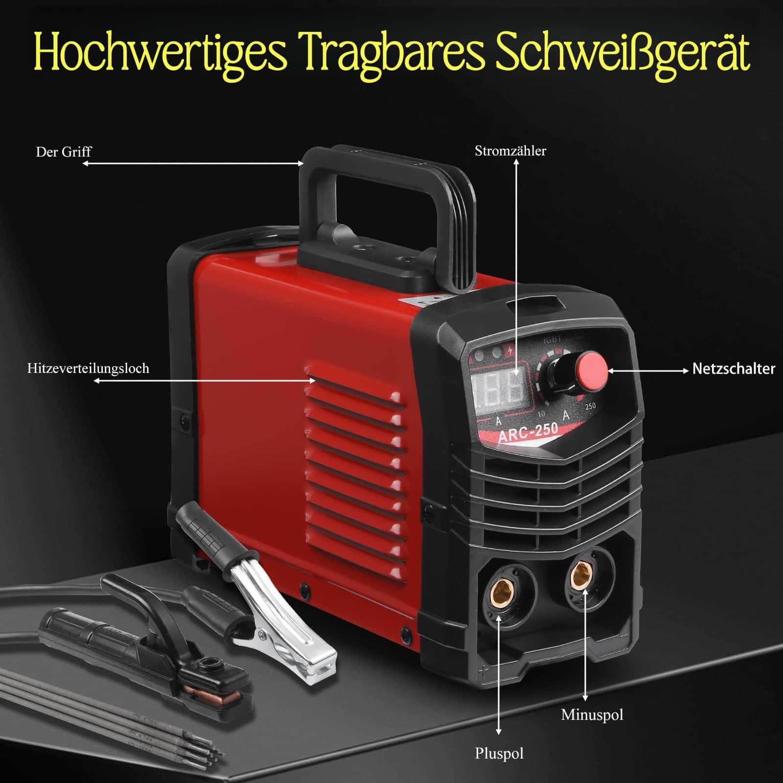 120A Mini Inverter Schweißgerät,MMA/ARC Elektroden Schweißgerät,IGBT inverter schweissgerät,handschweißgerät mit Synergische Steuerung,Heißstart,Bogenkraft und Anti-Stick-Funktion,LED-Anzeige