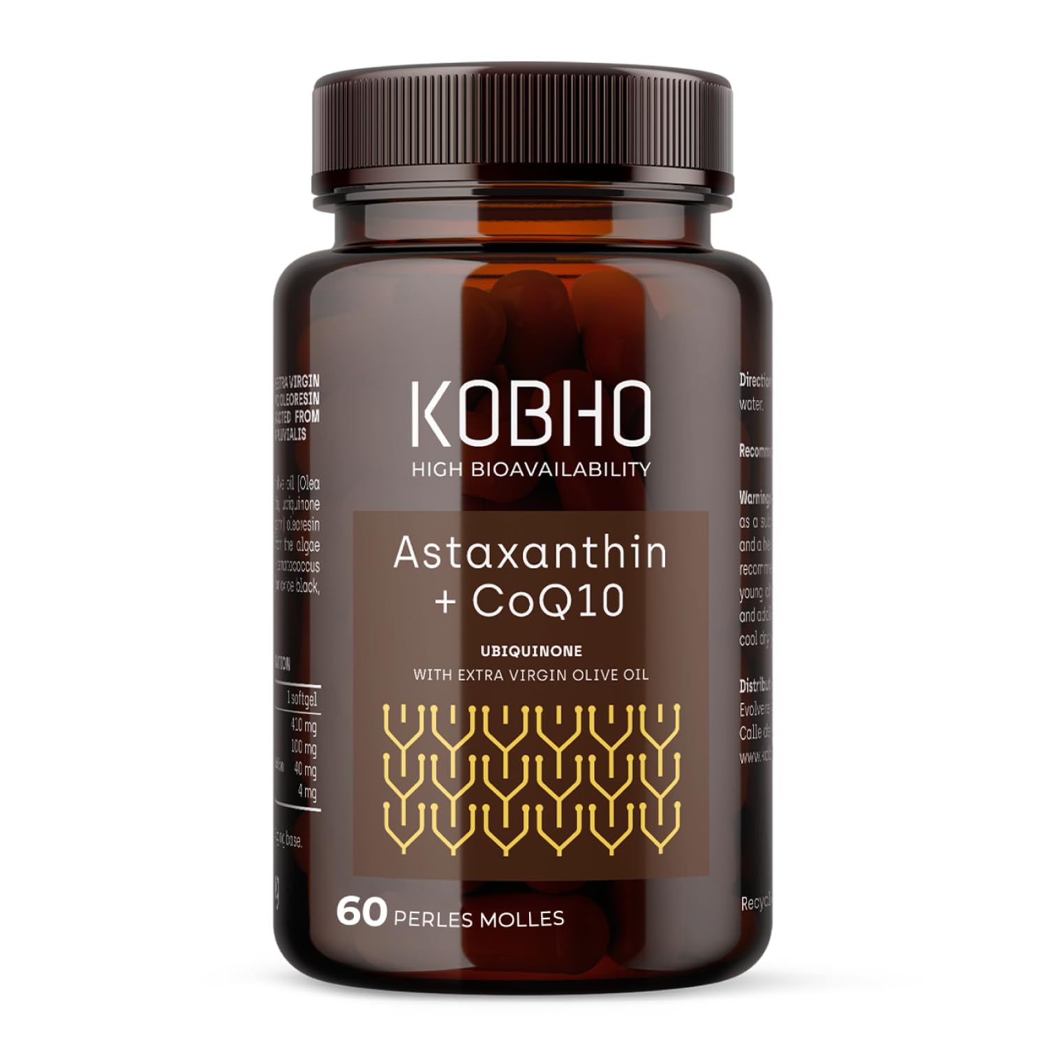 Astaxanthine Astapure® - Propriétés Antioxydantes Naturelles CoQ10 Huile D’olive Vierge Extra - Bienfaits pour la Peau, la Vue et le Cœur