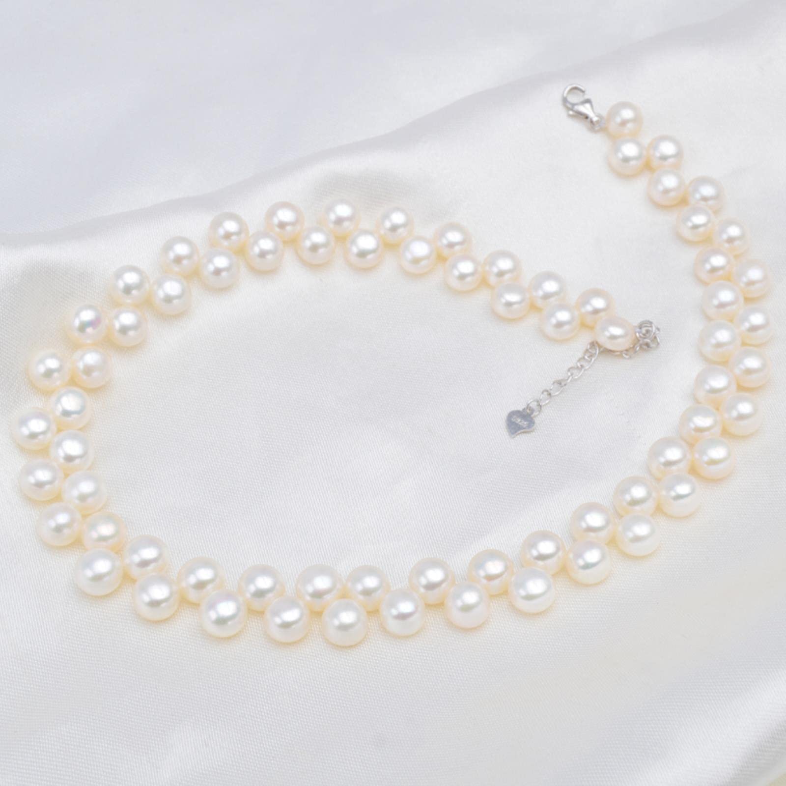 LOKILOKI Collane Girocolli Fatte A Mano con Perle d'Acqua Dolce Reali 925 Chiusura in Argento Sterling Gioielli Bohémien per Le Donne