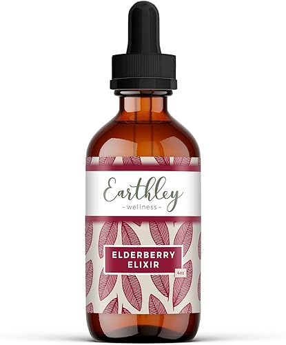 Earthley - Extracto de hierbas de saúco, hecho con ingredientes 100% orgánicos, fórmula concentrada, hierbas de apoyo inmunológico, sin gluten, sin