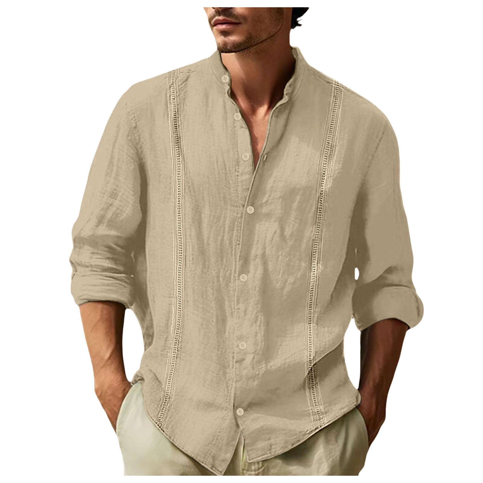 Mens Shirts Long Sleeve Dress Shirt Relaxed Fit Oversized Stretch Wrinkle-Free Classic Button Down Shirts