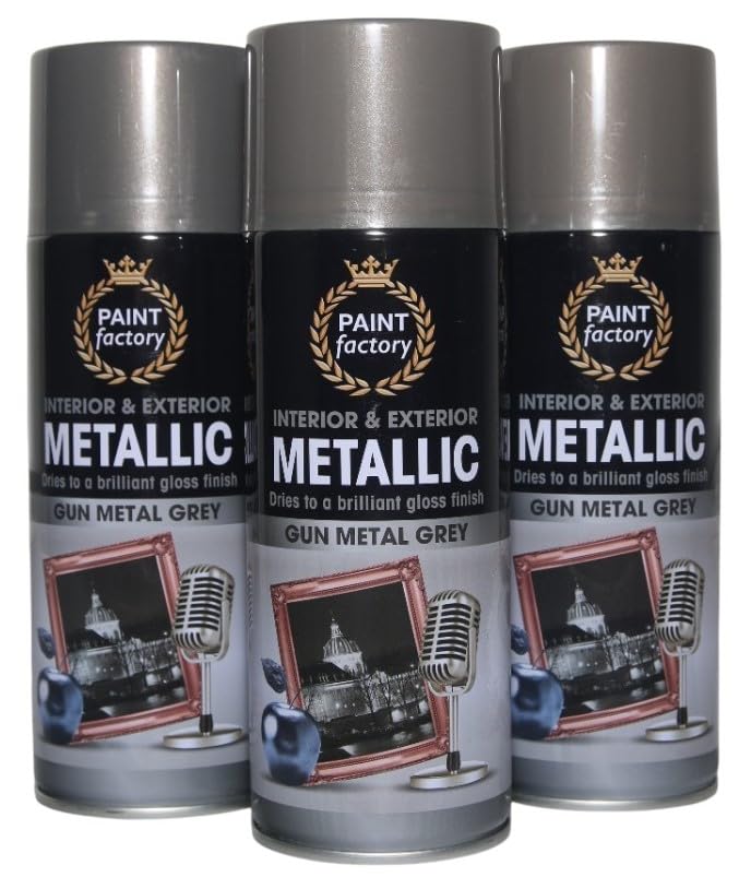 Balaju Height 3X BH Metallic Gun Metal Grey Gloss Spray paint for Interior or Exterior Wood Metal Plastic Glass 400ML Each- Pack of 3 (3)