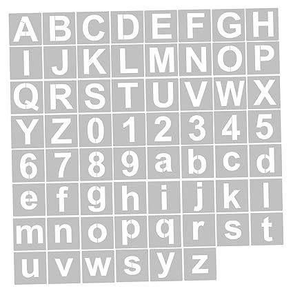 Honeytecs 62pcs 5 Inch Letter and Number Stencils Reusable Washable Alphabet Stencils Environment-Friendly PET Art Craft Templates for Painting On Wood Fabric Wall Door Decor Home Sign