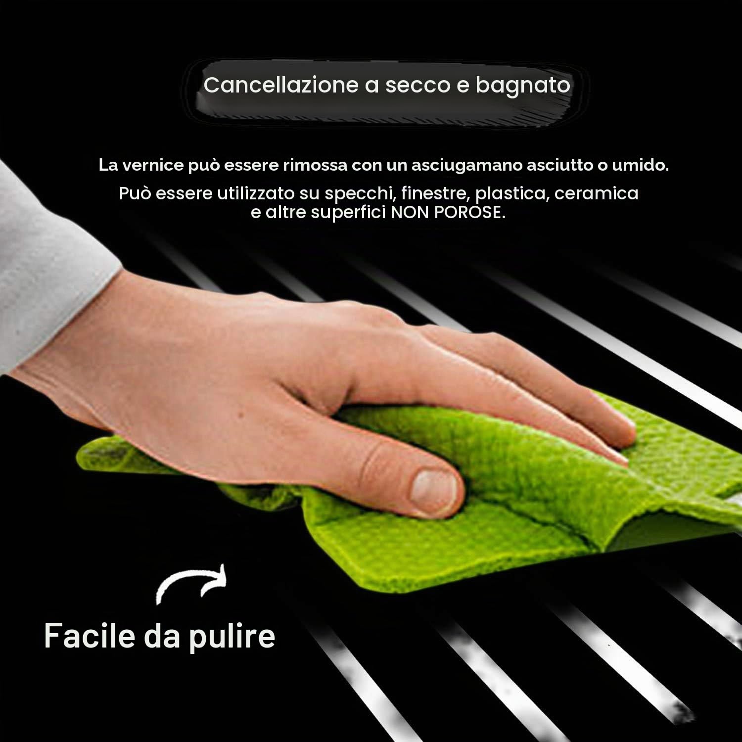 Pennarelli a gesso 3 mm + feltro liquido bianco 6 mm + 16 etichette, punta reversibile fine o smussato, cancellazione con panno