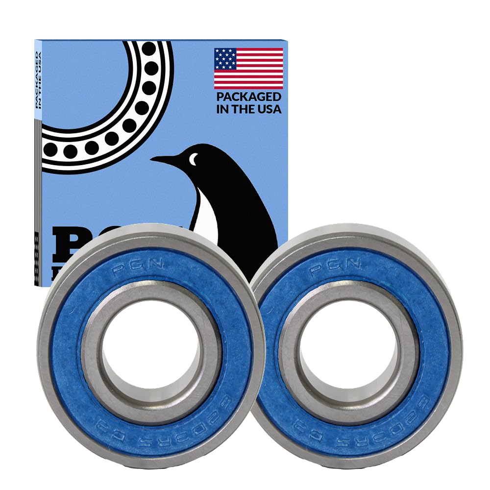 PGN (2 Pack) 6203-2RS Bearing - Lubricated Chrome Steel Sealed Ball Bearing - 17x40x12mm Bearings with Rubber Seal & High RPM Support
