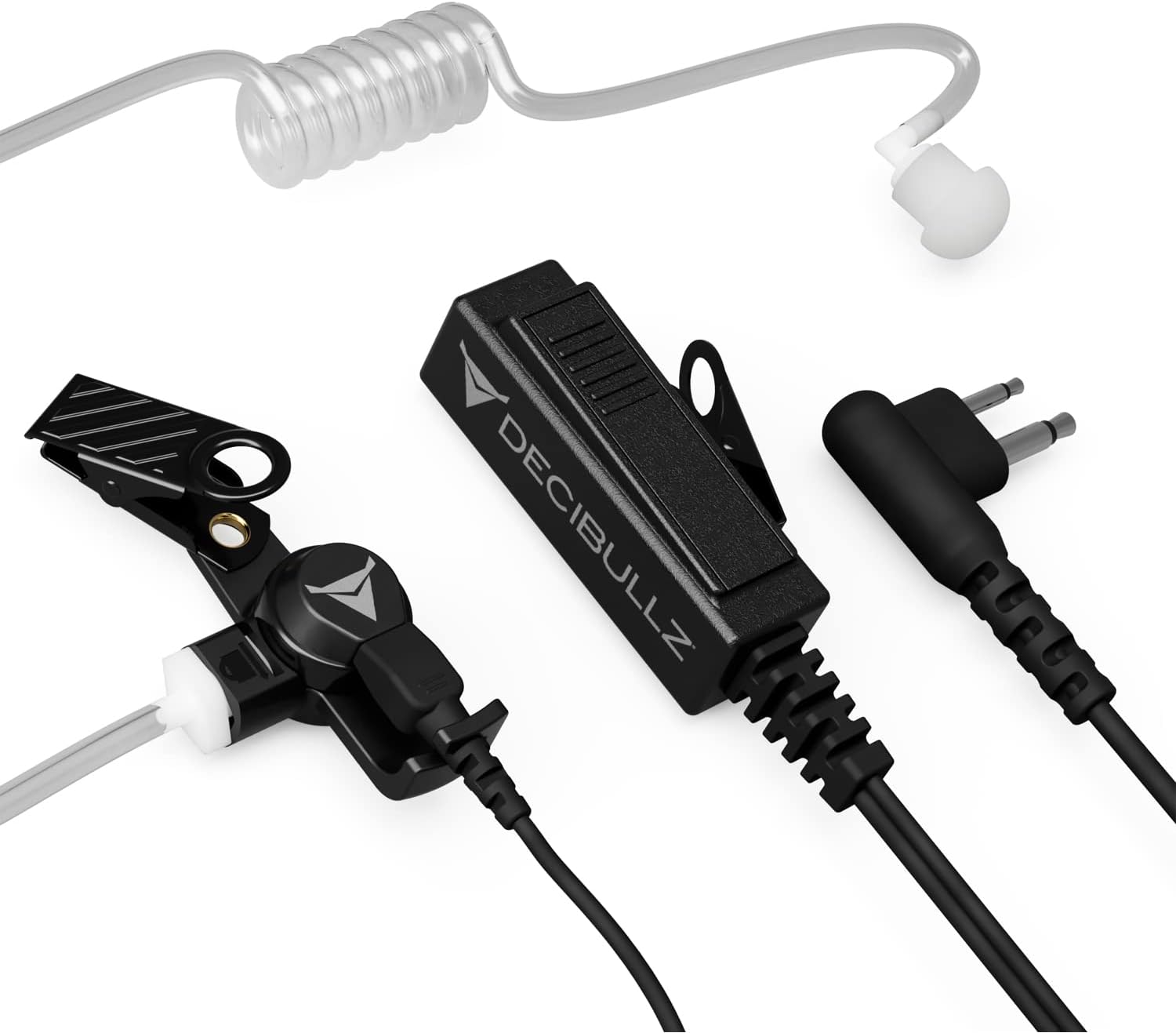 Two-Way surveillance Acoustic tube headset | Clear coil cable & Earpiece Audio Set for two way radios, Radio speaker 2-Pin 2.5MM 3.5 MM threaded audio jacks | Strain Relief & water resistant