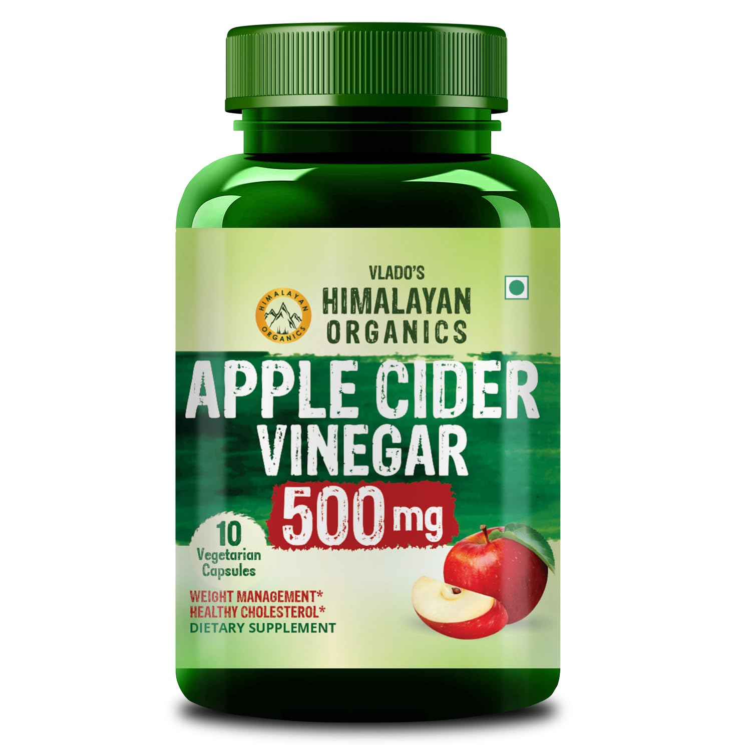 Vlado’s Himalayan Organics Apple Cider Vinegar 500mg Supplement | Boost Energy | Improves Cholesterol Levels & Supports Digestive Health - Small Pack