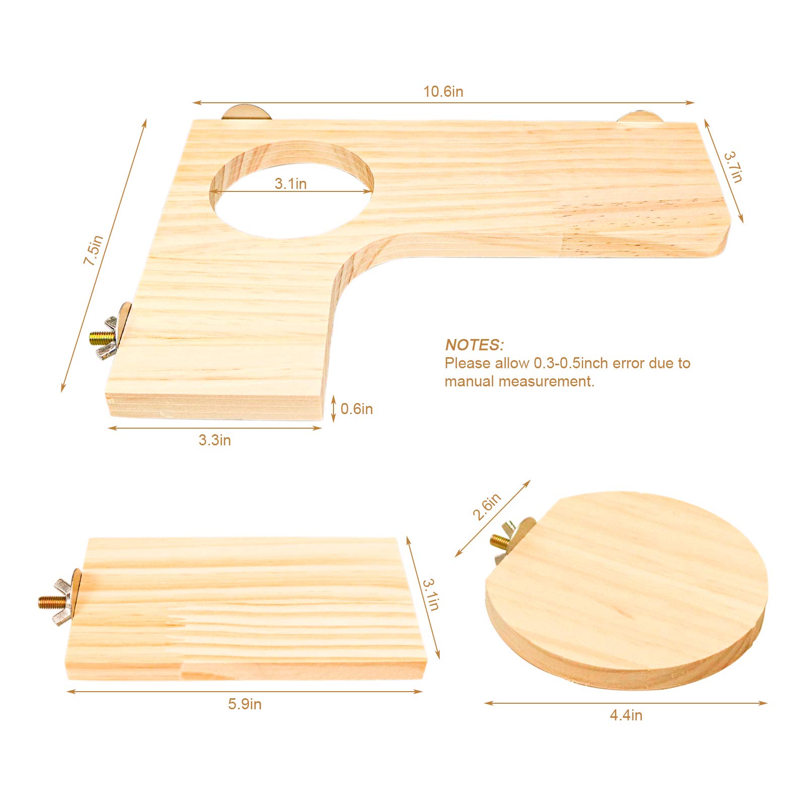 EMagTech Hamster-Plattform-Set Aus Holz – 4-teilig Mit L-Form & Runden Plattformen