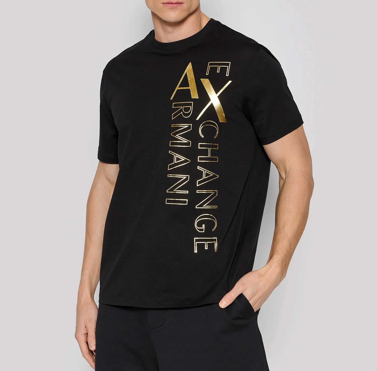Armani Exchange T-Shirt Uomo Maglietta 3LZTNA ZJ9AZ, Manica Corta, Girocollo (Nero, L)