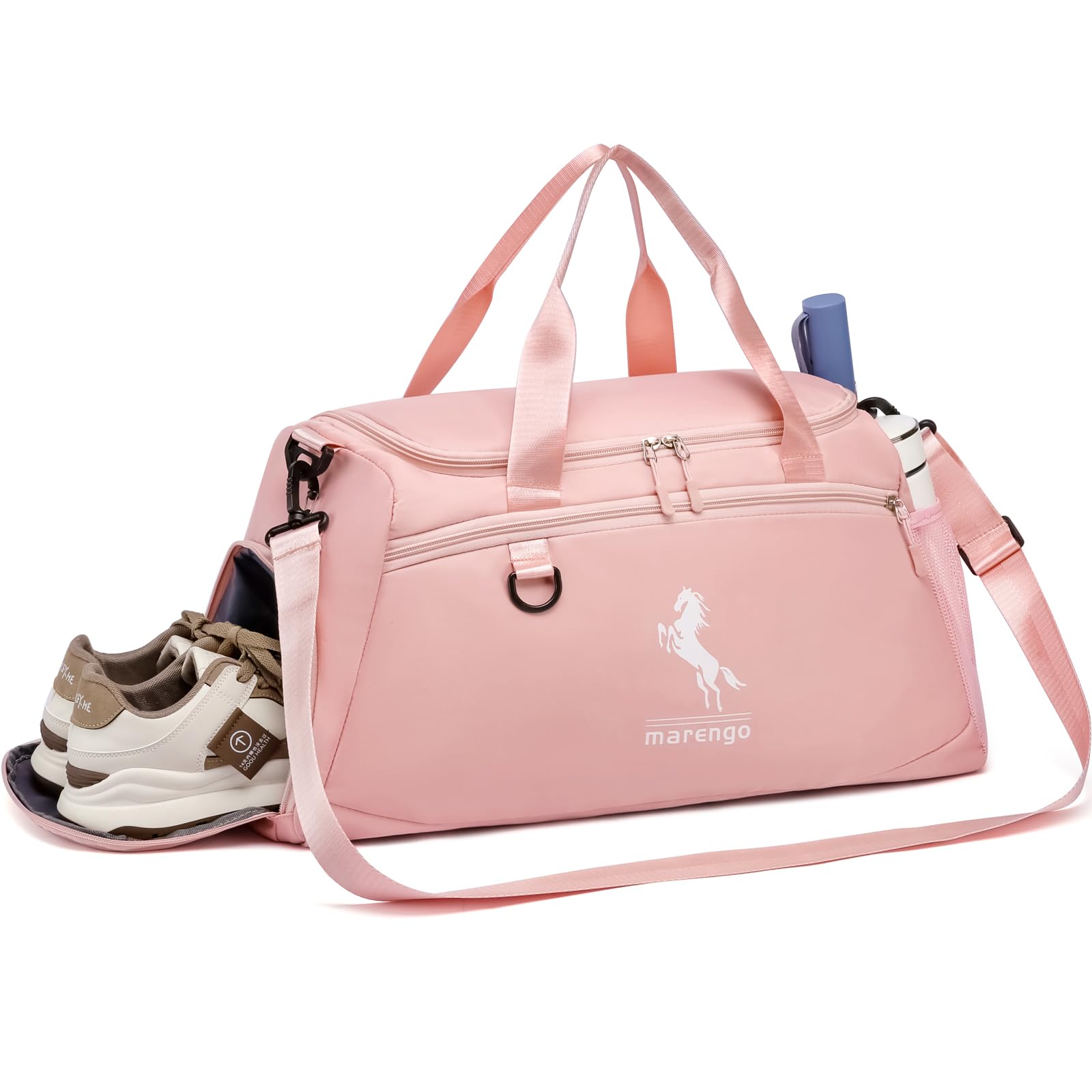 Marengo Gym Bag for Women & Men Lightweight Travel Duffle Bag with Shoe & Wet Compartment - for Travel, Sports, Dance, Yoga & Swimming Workout, Gifts