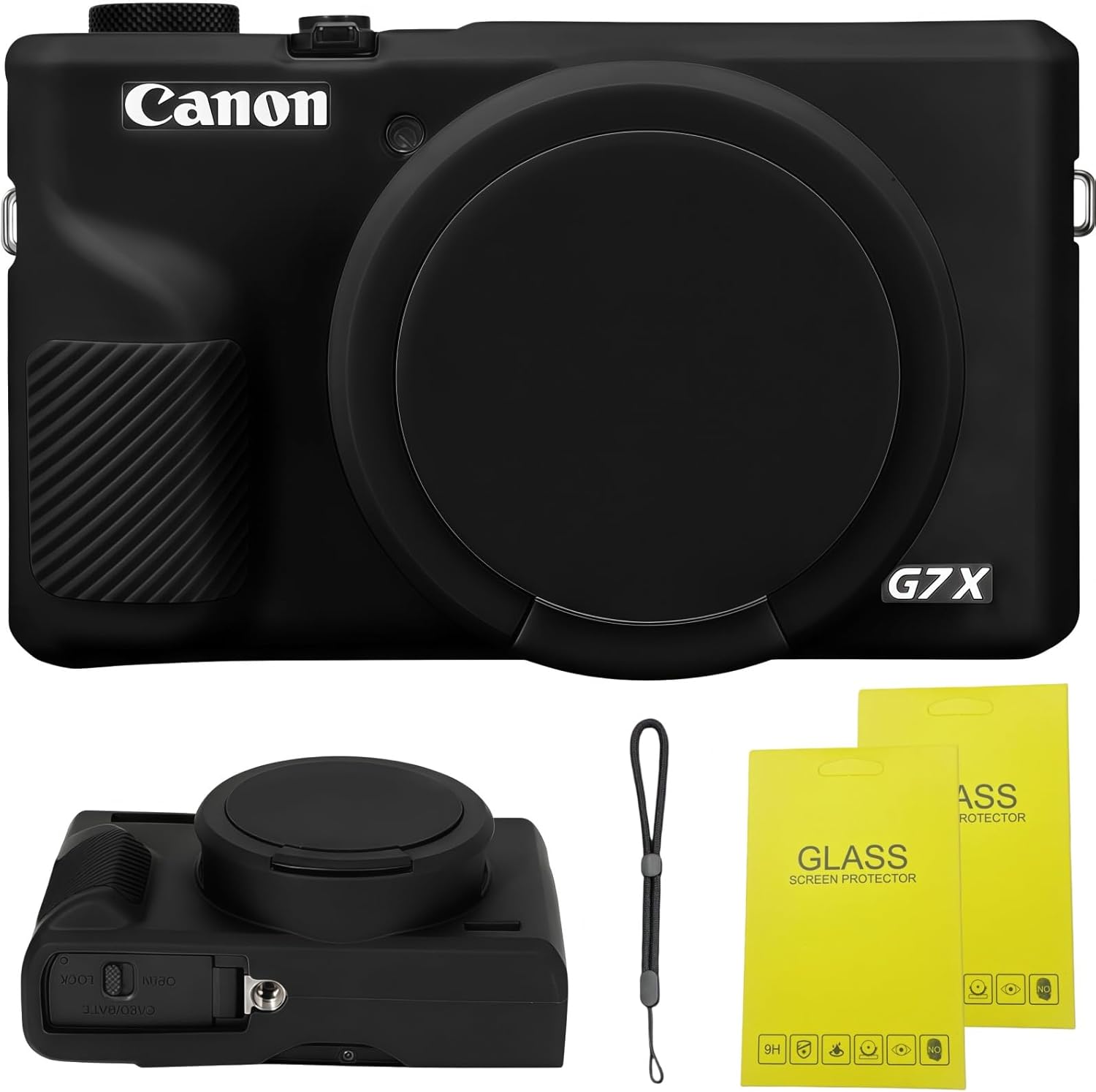 Case for Canon Powershot G7 X Mark III Digital Camera,Soft Silicone Case for Canon Powershot G7X Mark III DSLR Camera,Comes with 2 Screen Protectors and 1 Wrist Strap. (Black)