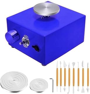 HAVVMK Mini Torno de alfarería eléctrico, Herramienta para Arcilla, máquina para Hacer cerámica, Color Amarillo
