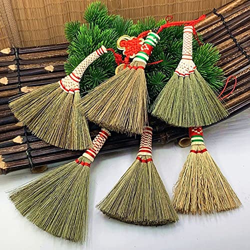 1Pcs 12cm Reisstrohbesen Mini Stroh Besen kleinen Besen Feger Handbesen Autobesen Besen Handgemacht Handgemachte Natürliche Bambus Besen Staubbesen Gartengerät