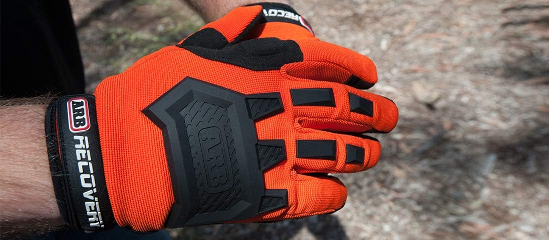 ARB Premium Recovery Winch Offroad Work Gloves Unisex, Cut and Impact Resistant, Hi-Vis Orange, All Purpose, Touch Screen Compatible, Adjustable Wrist Strap, Tactile Padded Palms, One Size Fits Most