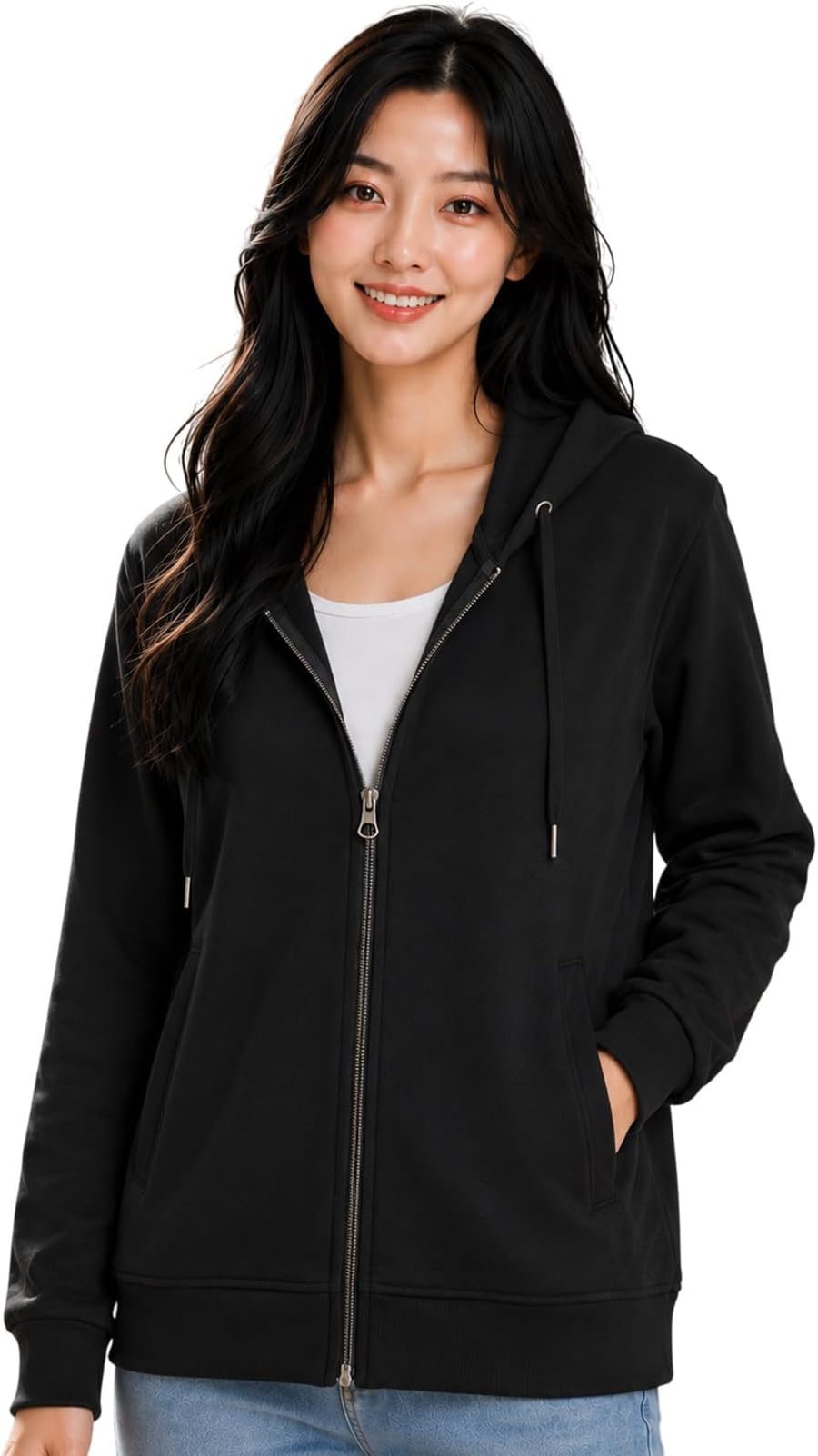 Women's Cotton Winter Jacket Sweatshirts Casual Drawstring Clothes Zip Up Hoodie With Front Pocket Ii Womens Hoodies Ii Womens Jacket Ii Winter Sweater Hoodie For Women & Girls