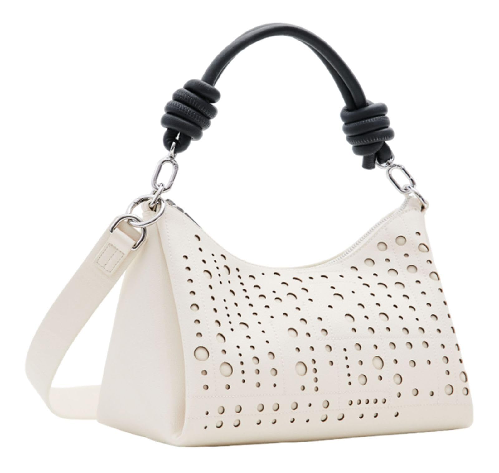 Desigual Women's Accessories - Bolso de mano de poliuretano, color blanco, Blanco