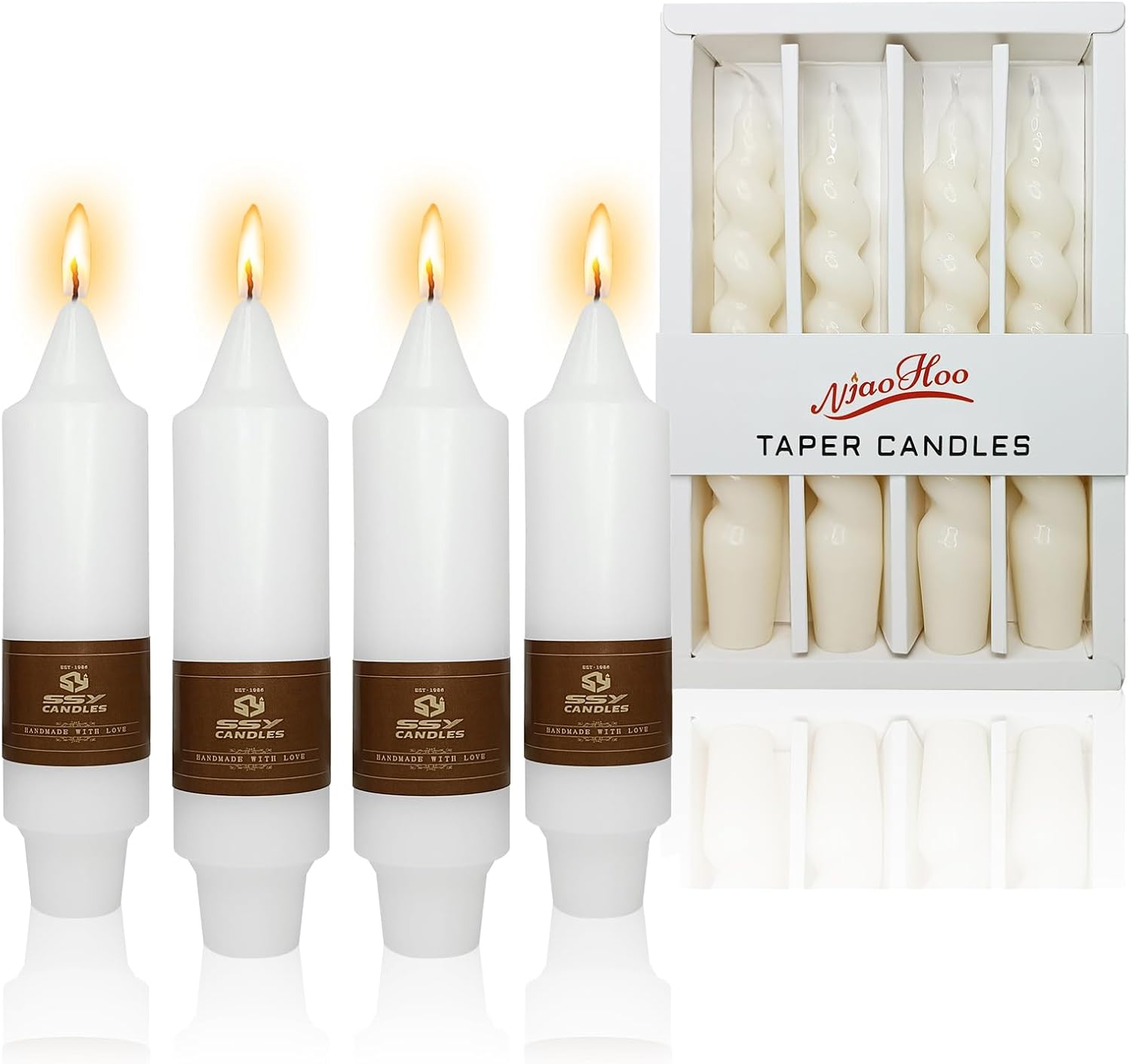 NJAO HOO White Candlesticks Taper Candle - 8 PCS Tapered Candle Unscented Candle Sticks for Home Decor Wedding Party Dinner Candles Short Candle