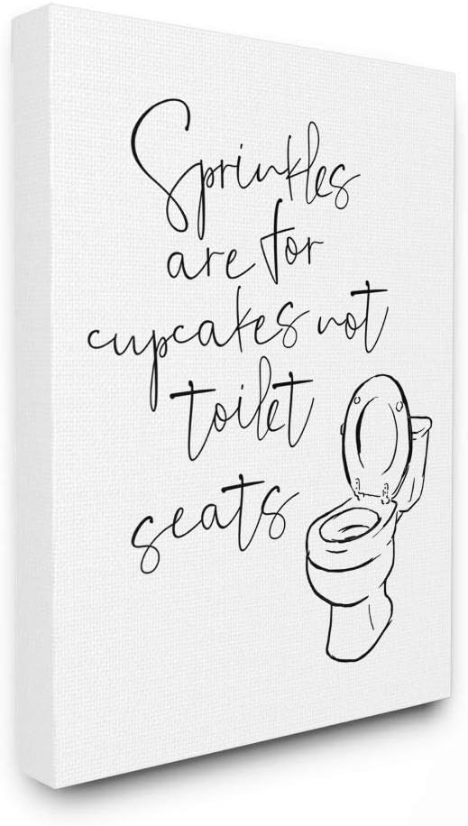 Stupell Industries Sprinkles Funny Ink Drawing Bathroom, Design by Milli Villa Wall Art, 16x20, Canvas