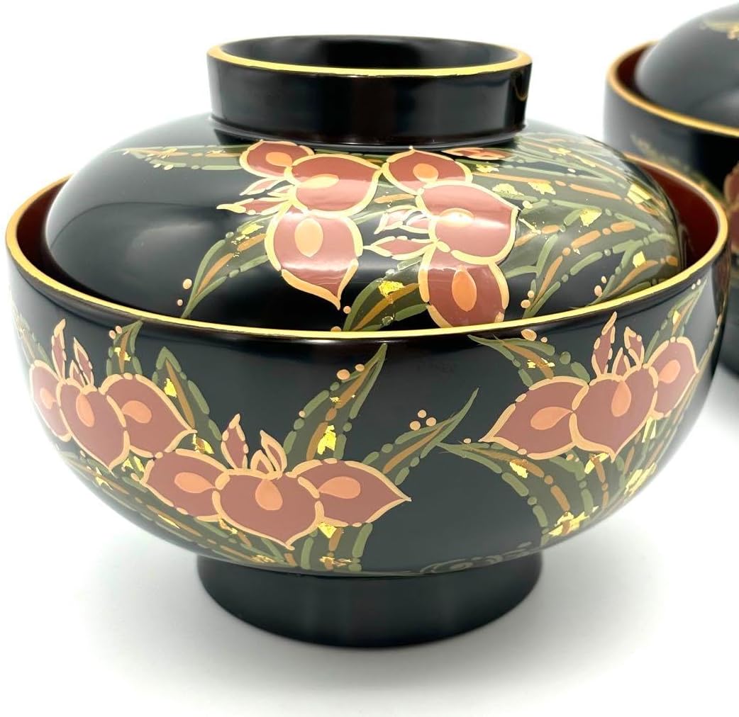 未使用】会津塗 祥高作 漆器 吸物椀 汁椀 蒔絵 5客 漆塗り 和食器 木箱