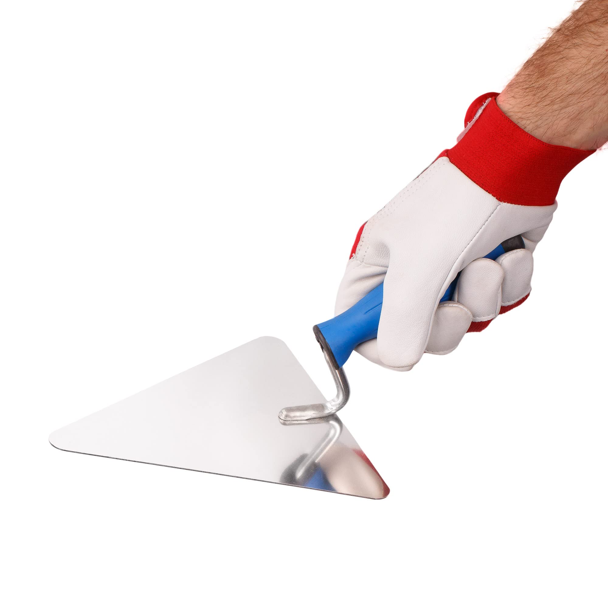 Mivos Edelstahl Dreieckskelle Berliner Form 180 mm - Rostfreie Maurerkelle für Maurer- und Bauarbeiten - Stukkateurkelle mit Gummigriff - Hergestellt in der EU