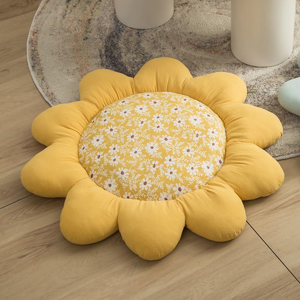 vctops 24 Inch Flower Floor Pillow Cute Flower-Shaped Chair Cushion Pad Decorative Throw Pillows for Bedroom Sofa Office Reading, Blue