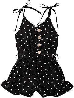 Toddler Baby Girl Heart Print Suspender Romper Jumpsuit Playsuit Holiday Clothes Kids Summer Outfit