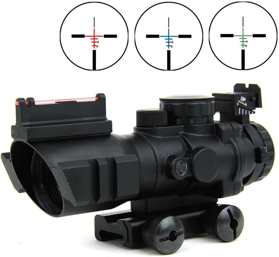 Our Gears 4x32 Prismatic Glass Crosshair Reticle Scope w/Fiber Optic Sight