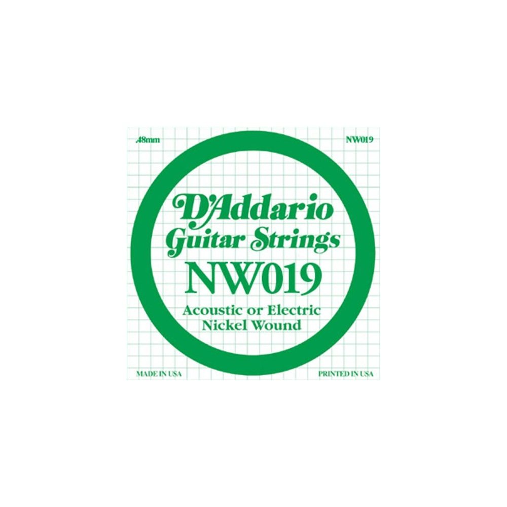 D'Addario NW019 Nickel Wound Electric Guitar Single String, .019