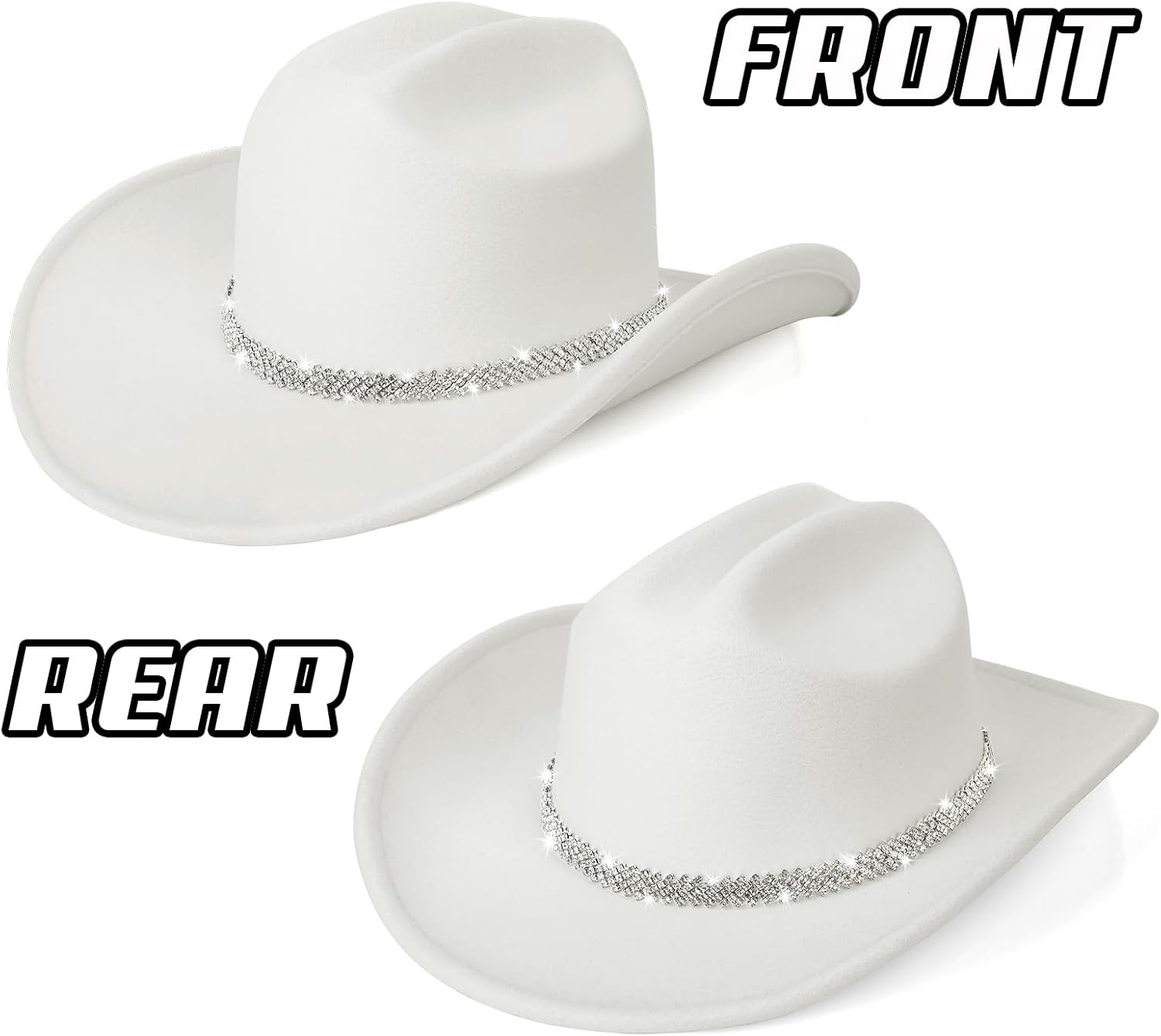 Cowboy Hat,Cowgirl hat,Cowboy Hats White/Black Western Cowgirl Hats for Women/Men - Image 4