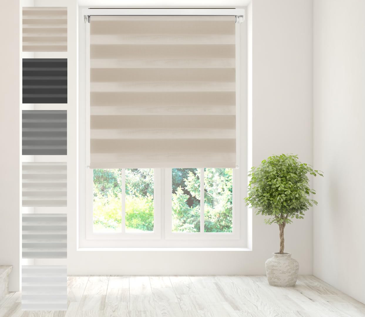 Caecus Day Night Zebra Roller Blind Taupe 210cm x 160cm