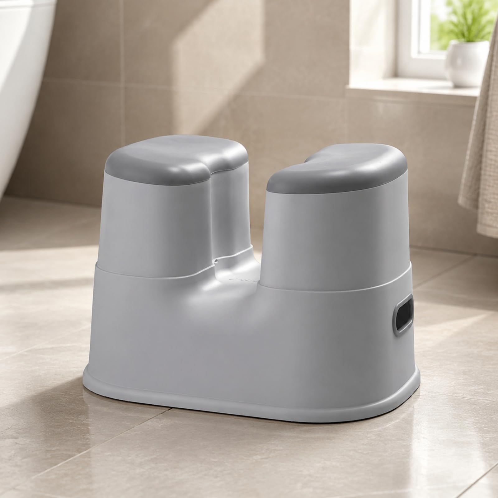 Asiento Baño con Abertura Central Resistente Al Agua Taburete Ducha Plástico Ergonómico para s, Gris
