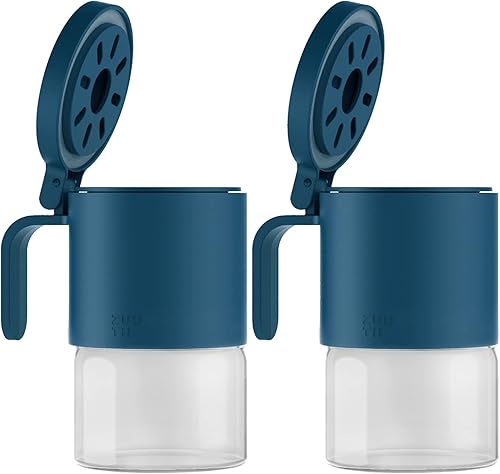 Zuutii Tarros de vidrio para especias a prueba de humedad con cucharas, juego de 2 botellas de especias de 10 onzas  10.1 fl oz, mini tarros de