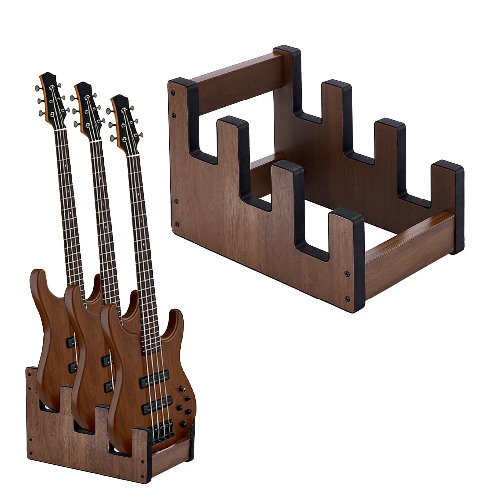 Support de guitare en bois de coco à 3 racks pour un affichage élégant
