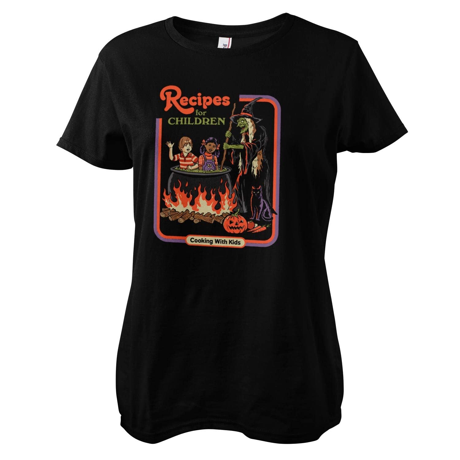 Steven Rhodes Officially Licensed Recipes for Children Women T-Shirt (Black), Small