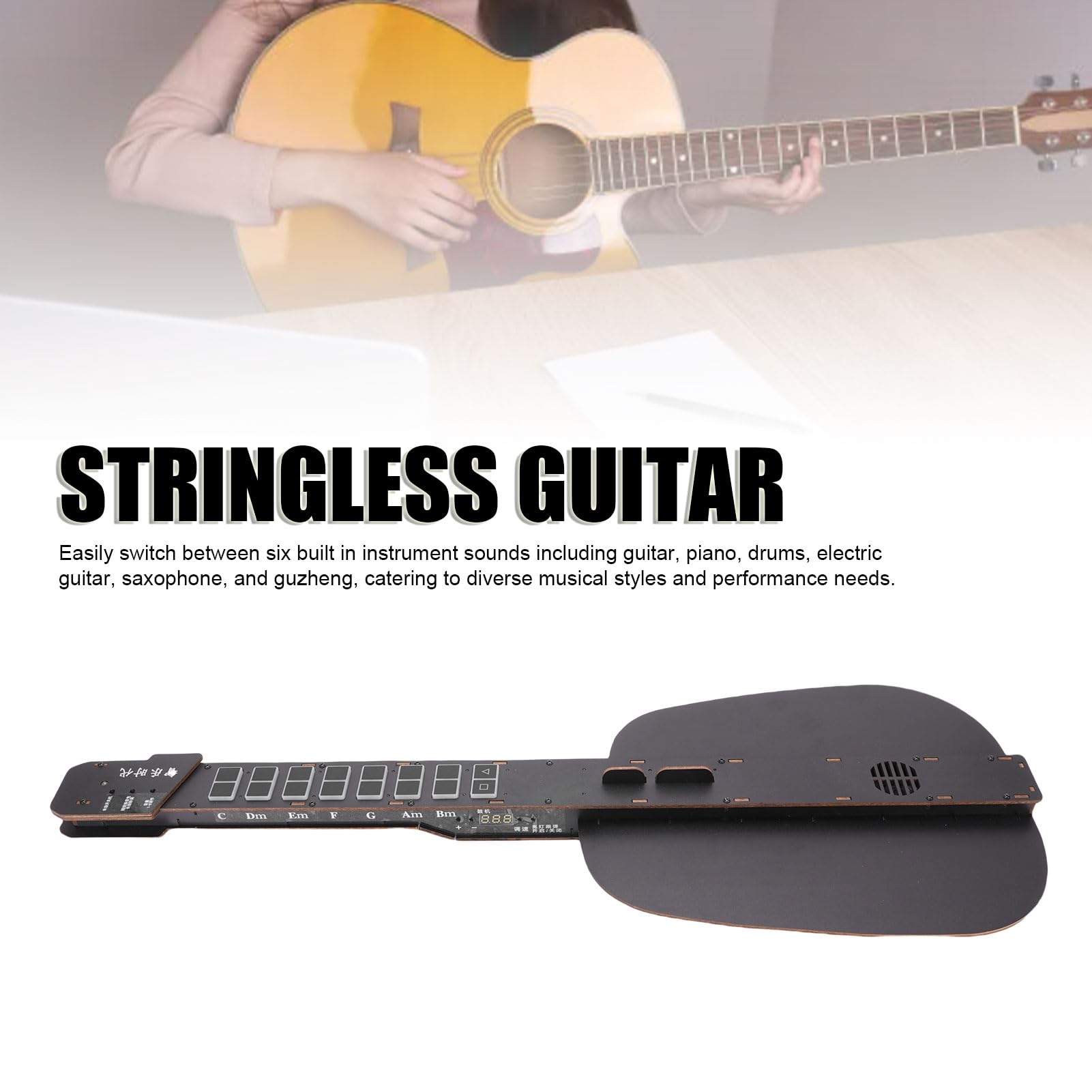 Stringless Smart Guitar, Drewniane 6 Instrument Dźwięki, Przenośna Gitara Elektryczna Typu C dla Dorosłych Nastolatków, dla Różnorodnych Stylów Muzycznych